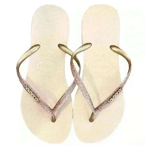 NWT, Havaianas Blush Pink, Glittery, Crocus Rose, Rubber Flip Flops, Size 39-40
